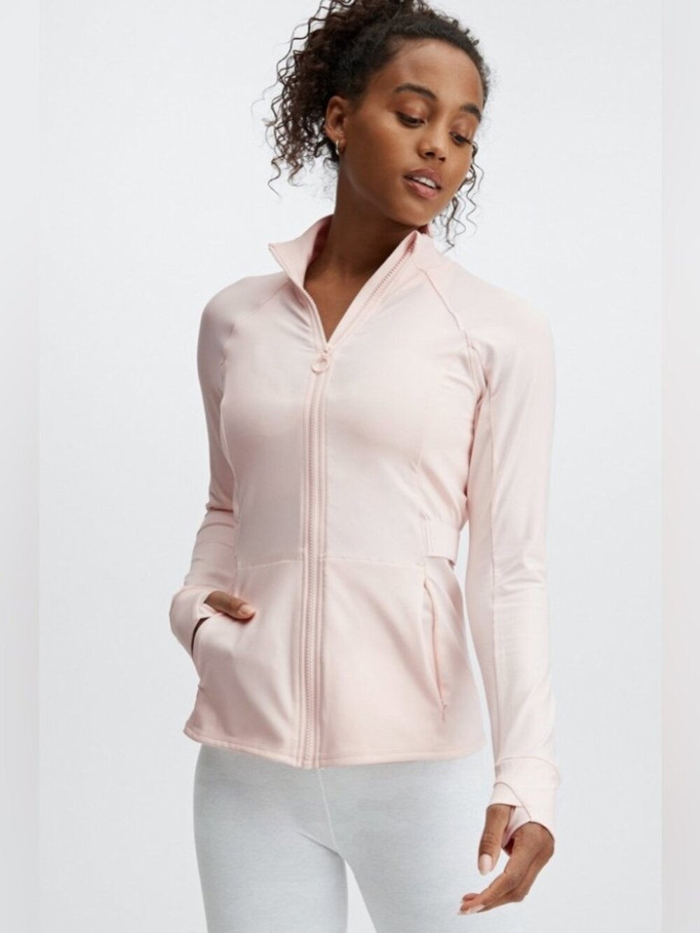 NWT Fabletics Trinity Performance Jacket Opal Pink Medium Full Zip Activewear